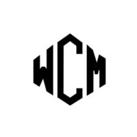 design de logotipo de carta wcm com forma de polígono. wcm polígono e design de logotipo em forma de cubo. modelo de logotipo de vetor hexágono wcm cores brancas e pretas. monograma wcm, logotipo de negócios e imóveis.