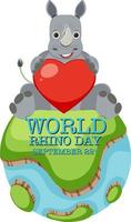 bandeira do dia mundial do rinoceronte 22 de setembro vetor