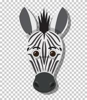 cabeça de zebra fofa em estilo cartoon plana vetor