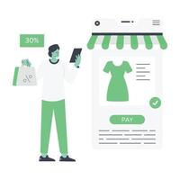 confira ilustração plana de compras online vetor