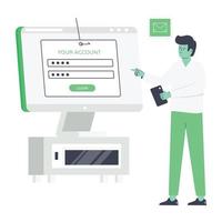 design vetorial moderno de phishing de conta, ilustração plana vetor