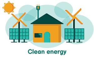 uso de energia doméstica e alternativa energia solar e eólica são energias limpas. é uma alternativa para conservar o meio ambiente vetor