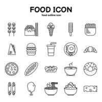 ícone de alimentos e bebidas, conjunto de ícones de linha fina de restaurante, vetor eps10 em fundo branco