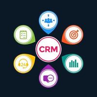 crm, infográficos e ícones de vetor de gerenciamento de relacionamento com o cliente