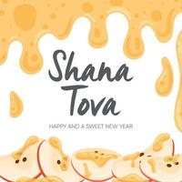 feliz dia de rosh hashaná, cartão de felicitações shana tova vetor