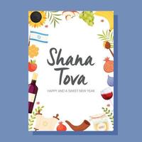 feliz dia de rosh hashaná, cartão de felicitações shana tova vetor