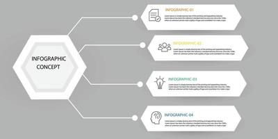 passo de conceito de processo de modelo de vetor de dados de forma hexagonal infográfico para educação em estratégia e informação