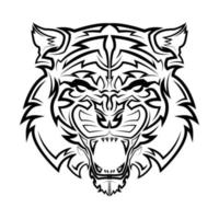 arte em linha preto e branco da cabeça de tigre bom uso para símbolo mascote ícone avatar tatuagem logotipo de design de camiseta vetor