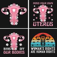 ilustração de t-shirt de vetor gráfico de direitos das mulheres do útero