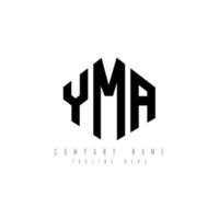 design de logotipo de carta yma com forma de polígono. yma polígono e design de logotipo em forma de cubo. yma hexágono modelo de logotipo de vetor cores brancas e pretas. yma monograma, logotipo de negócios e imóveis.