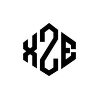 design de logotipo de letra xze com forma de polígono. polígono xze e design de logotipo em forma de cubo. xze modelo de logotipo de vetor hexágono cores brancas e pretas. xze monograma, logotipo de negócios e imóveis.