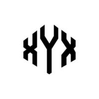 design de logotipo de letra xyx com forma de polígono. xyx polígono e design de logotipo em forma de cubo. xyx modelo de logotipo de vetor hexágono cores brancas e pretas. xyx monograma, logotipo de negócios e imóveis.
