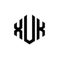 design de logotipo de letra xuk com forma de polígono. xuk polígono e design de logotipo em forma de cubo. xuk hexágono modelo de logotipo de vetor cores brancas e pretas. xuk monograma, logotipo de negócios e imóveis.