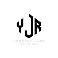 design de logotipo de carta yjr com forma de polígono. yjr polígono e design de logotipo em forma de cubo. yjr hexágono modelo de logotipo de vetor cores brancas e pretas. yjr monograma, logotipo de negócios e imóveis.