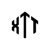 design de logotipo de letra xtt com forma de polígono. polígono xtt e design de logotipo em forma de cubo. xtt hexágono vector logotipo modelo cores brancas e pretas. xtt monograma, logotipo de negócios e imóveis.