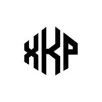 design de logotipo de carta xkp com forma de polígono. polígono xkp e design de logotipo em forma de cubo. xkp hexágono vector logotipo modelo cores brancas e pretas. monograma xkp, logotipo de negócios e imóveis.