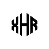 design de logotipo de carta xhr com forma de polígono. polígono xhr e design de logotipo em forma de cubo. xhr hexágono modelo de logotipo de vetor cores brancas e pretas. xhr monograma, logotipo de negócios e imobiliário.