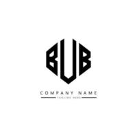 design de logotipo de carta bub com forma de polígono. bub polígono e design de logotipo em forma de cubo. bub hexágono modelo de logotipo de vetor cores brancas e pretas. bub monograma, logotipo de negócios e imóveis.