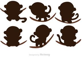 Cartoon Monkey Silhouette Vectors