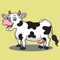 ilustração de desenho animado de vaca feliz vetor