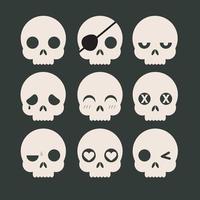 vetor de crânio anatômico desenhado à mão, crânio de morte, design de vetor plano de perigo ou veneno, conjunto de coleção de muertos dia de skulls