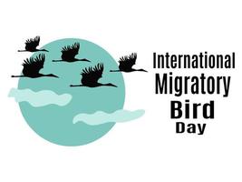 dia internacional das aves migratórias, ideia para cartaz, banner, panfleto ou cartão postal vetor