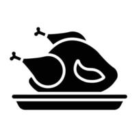 estilo de ícone de jantar de frango vetor