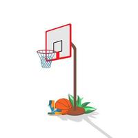 anel de basquete com a bola e tênis. imagem vetorial para o design de folhetos, fundos, capas, adesivos, cartazes, banners, sites e páginas.