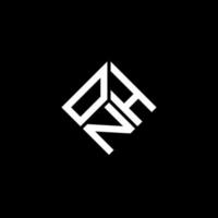 onh design de logotipo de carta em fundo preto. onh conceito de logotipo de letra de iniciais criativas. oh design de letras. vetor