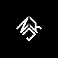 design de logotipo de carta njk em fundo preto. conceito de logotipo de letra de iniciais criativas njk. design de letras njk. vetor