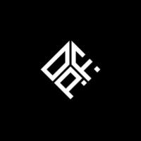 design de logotipo de carta opf em fundo preto. conceito de logotipo de carta de iniciais criativas opf. design de carta opf. vetor