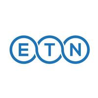 design de logotipo de carta etn em fundo preto. conceito de logotipo de letra de iniciais criativas etn. design de carta etn. vetor