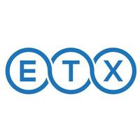 design de logotipo de carta etx em fundo preto. conceito de logotipo de letra de iniciais criativas etx. design de carta etx. vetor