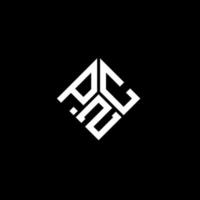 design de logotipo de carta pzc em fundo preto. conceito de logotipo de letra de iniciais criativas pzc. design de letra pzc. vetor