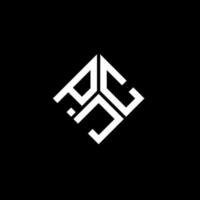 design de logotipo de carta pjc em fundo preto. conceito de logotipo de letra de iniciais criativas pjc. design de letra pjc. vetor