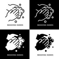 ilustração de símbolo de ícone de infecção por vírus de prevenção. lavando o logotipo da silhueta da mão. conjunto de ícones de vetor de design infográfico de mão limpa