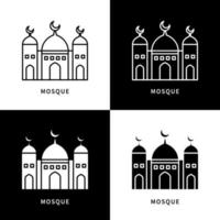 logotipo de ícone de construção de mesquita. ilustração de símbolo de vetor de marco de religião muçulmana