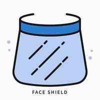 linha cheia de ícone de escudo facial. design de logotipo de desenho animado de vírus pandêmico de prevenção. ilustração de símbolo vetorial de proteção facial vetor