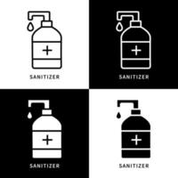 ilustração de símbolo de ícone de garrafa desinfetante. logotipo de silhueta de loção de gel de sabão. conjunto de ícones de vetor de design líquido anti-séptico