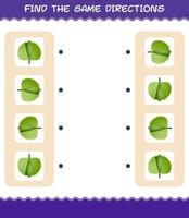 coincidir com as mesmas direções de tomatillo. jogo de correspondência. jogo educativo para crianças e bebês da pré-escola vetor