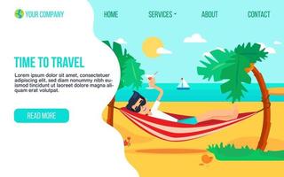 modelo de página de destino plana para agência de turismo vetor