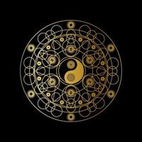 modelo de meditação com sinal de yin yang na mandala vetor