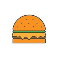 ilustração vetorial de hambúrguer. ícone simples em branco vetor