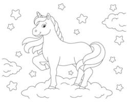 unicórnio mágico. cavalo de fada. página do livro para colorir para crianças. personagem de estilo de desenho animado. ilustração vetorial isolada no fundo branco. vetor