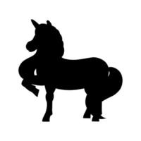 unicórnio de fada mágica. cavalo fofo. silhueta negra. elemento de design. ilustração vetorial isolada no fundo branco. modelo para livros, adesivos, cartazes, cartões, roupas. vetor