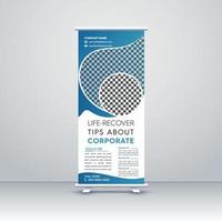 design de modelo de suporte de banner de roll-up de negócios corporativos modernos. exposição de marketing para a conferência, exibição de banner promocional, impressão, apresentação e exibição, banner de bandeira, para seminário vetor