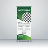 design de modelo de suporte de banner de roll-up de negócios corporativos modernos. exposição de marketing para a conferência, exibição de banner promocional, impressão, apresentação e exibição, banner de bandeira, para seminário vetor