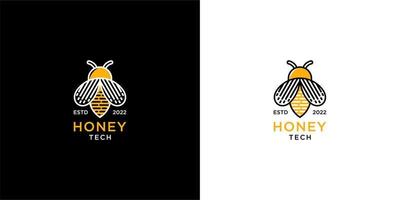mel abelha tecnologia logotipo vintage retrô vetor