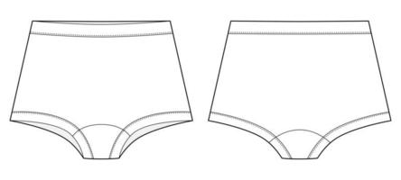 ilustração de esboço técnico de calcinha de meninas. cuecas infantis. modelo isolado de calcinha casual vetor
