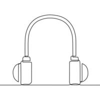 desenho de linha contínua no fone de ouvido vetor